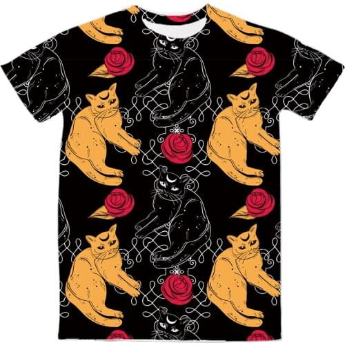 REAL American US SIZE Elevated Elegant Tarot Cat Custom Made Sublimation Print Mens Clothing Top T-Shirt