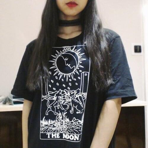 The Moon Tarot Card t-shirt women funny 100% Cotton Gothic art quote graphic tumblr grunge Fashion hispter unisex tee top tshirt