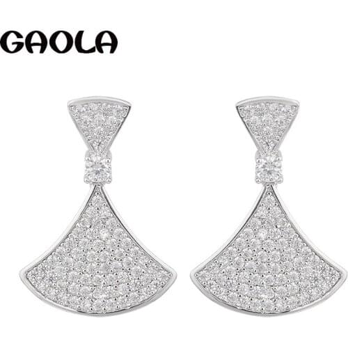 GAOLA New Arrival Classic White Gold Color Pan Shape Cubic Zirconia Stud Earrings for Woman GLE5994Y
