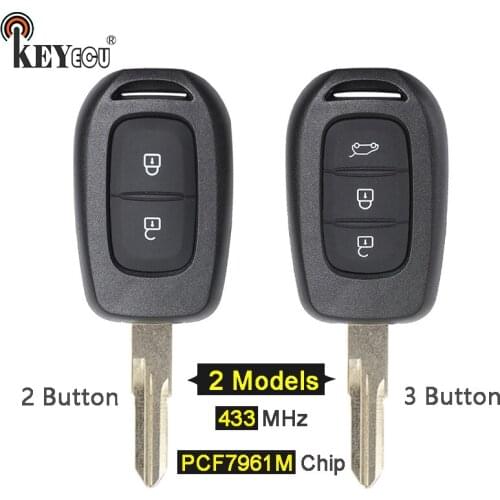 KEYECU 433MHz PCF7961M HITAG AES Chip 2/ 3 Button Remote Key Fob for Renault Sandero Dacia Logan Lodgy Dokker Duster VAC102