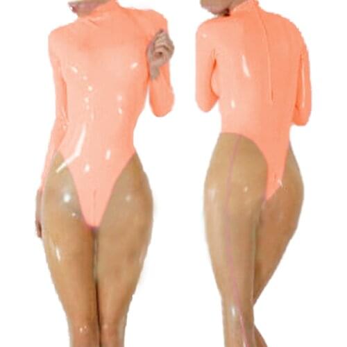 Hot Faux Leather Catsuit PVC Bodysuit Front Zipper Open Crotch Jumpsuits Stretch Erotic costumes Jumpsuit PU Leather Bodysuit