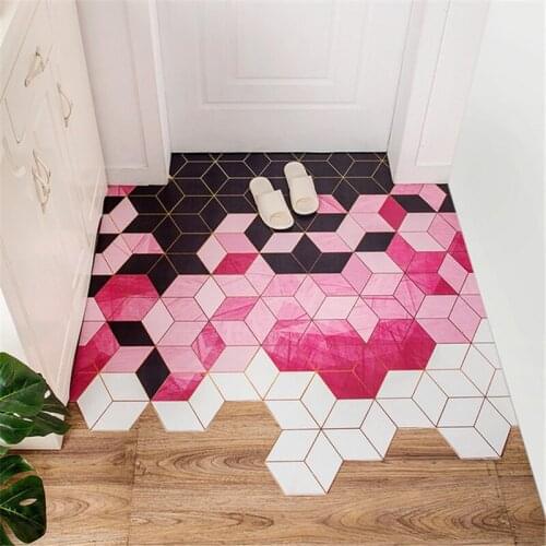Leather Material PU Easy Clean Door Mat Carpet Nordic Geometric Home Living Room Bedroom Entrance Door Mats Non-slip Mats Carpet
