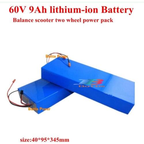 Customize Long size 60V 9Ah Battery pack Lithium 60v 10ah for two Wheel Foldable Electric Scooter 600w 900w motor Replacement