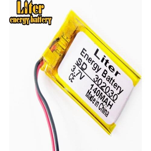 3.7V 140mAh Li-ion Battery 302030 Lithium Polymer Rechargeable Battery for MP3 MP4 bluetooth headset LED light recorder