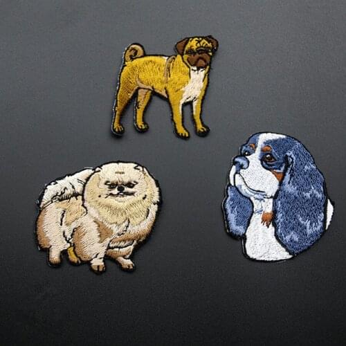 Maxsin 1Pcs cute puppy patch small dogs pomeranian patches adhesive iron on the back type animal sticker for clothing