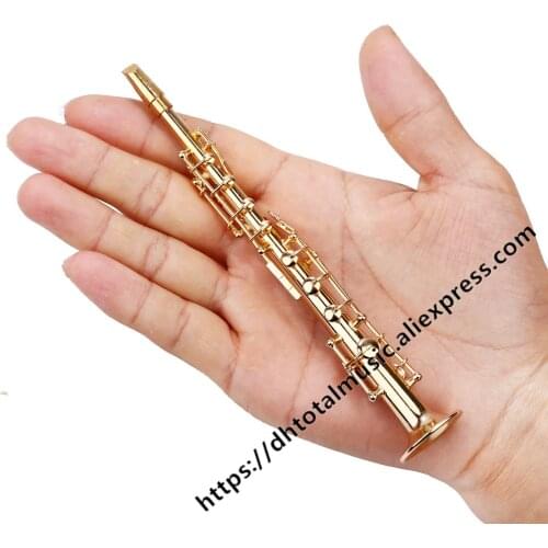 Dh Miniature Soprano Saxophone Model Replica Dollhouse Accessories Mini Musical Instrument Ornaments Christmas Gifts