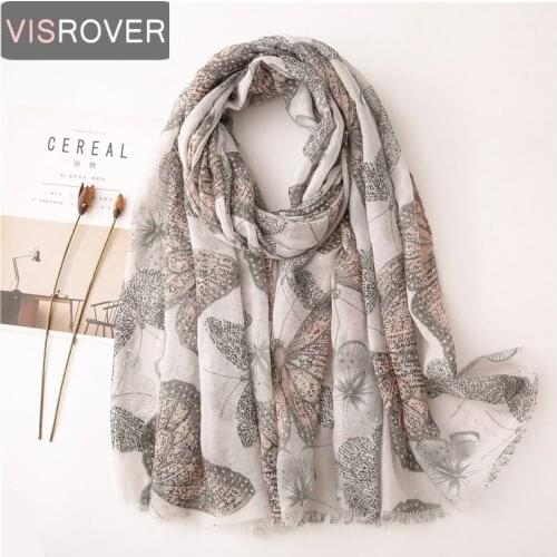 Visrover New Summer Tropical Beach Scarves Tourist Shawl Butterfly Print Scarf Boho Women Scarfs Animal Wholesales