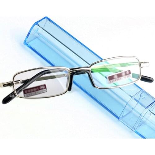 New Men Reading Glasses Blue Pen Container Quality Portable HD Optical Glass Lens Frame Metal 1.0 1.5 2.0 2.5 3.0 3.5 4.0 R113
