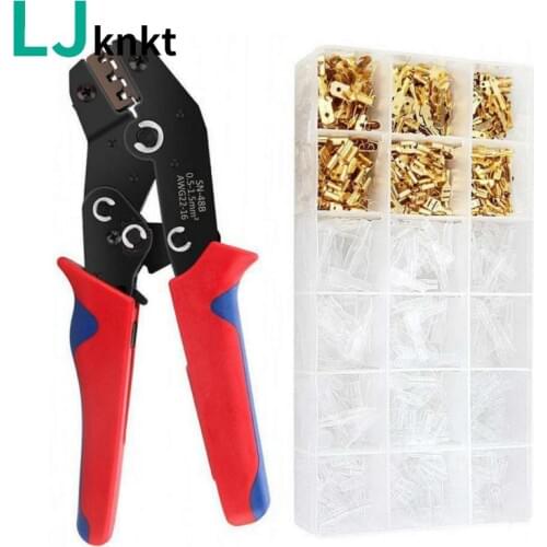 HS-48B set 600PCs cold-pressed assorted crimp terminal para fio combination plug spring boxed connector cross wire crimping tool