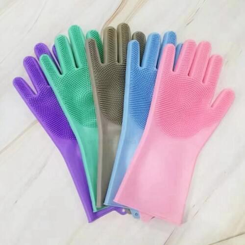 1Pair Silicone Dishwashing Gloves Magic Silicon Cleaning Glove for Household Scrubber Rubber Kitchen Clean Tool Dish Wash Gloves