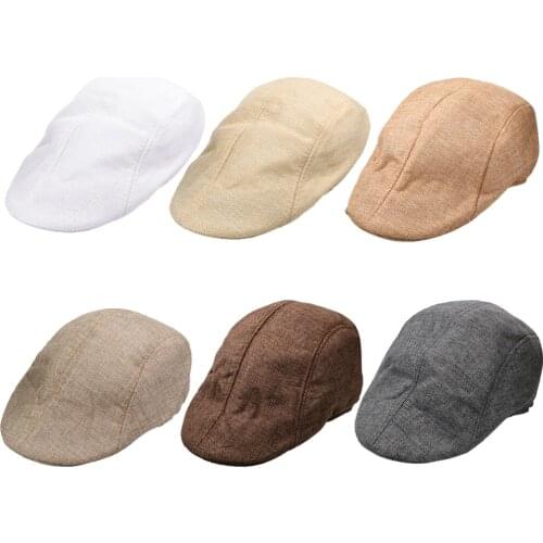 Adults Flat Cap Cozy Lmitation Linen Golf Visor Ivy Cap - Camel, 56cm-58cm