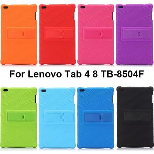 Anti Knock Silicone Stand Cover For Lenovo Tab 4 8 TB-8504F 8.0 inch Tablet Case Capa Tab4 8.0" TB8504N 8504F Sleeve Pouch Bag