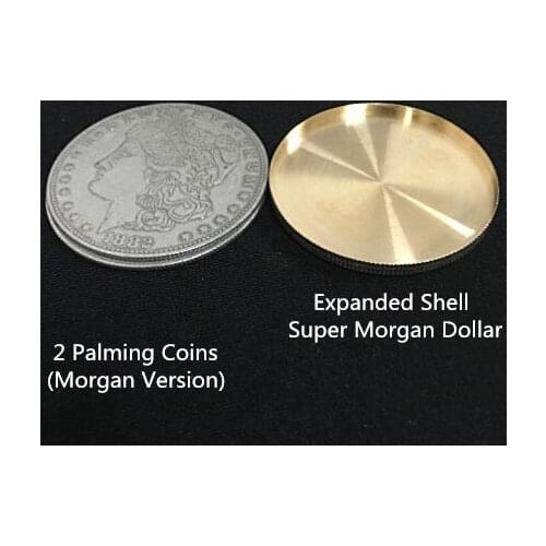 Expanded Shell +2 Palming coins Magic Set Coin Appearing Tricks Coin Magic 3.8cm Close Up Magic Professional Magic Trick,Toys