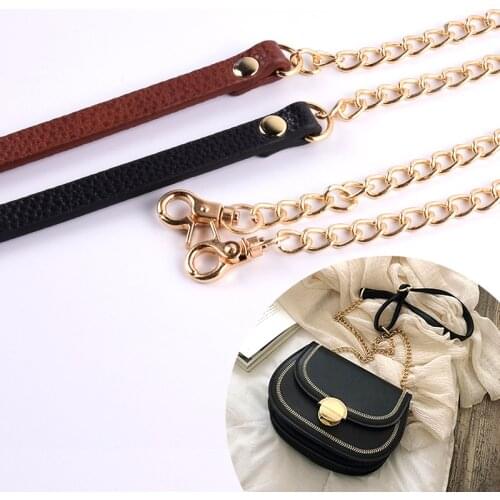 PU Handbag Strap With Metal Chain, Replacement Bag Strap Snap Hook For Sale