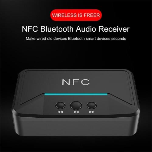 Kebidu NFC Bluetooth 5.0 Receiver 3.5mm AUX RCA Jack USB Smart Play Stereo Audio Wireless Adapter Le Adapter Car Auto Speaker