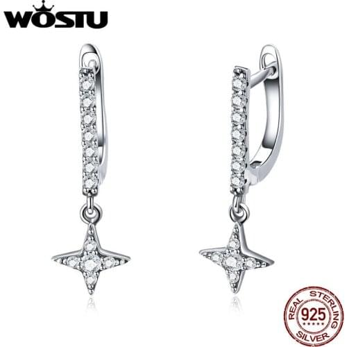WOSTU Hot Sale New 925 Sterling Silver Dazzling Stars Drop Earrings For Women Girl Brand Earring Jewelry Gift Lover DXE446