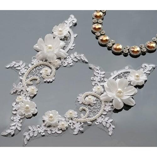 Off White Delicate Wedding Veil Head Ornaments Lace Applique Lace Trim Dress Wedding Shoes DIY Lace Accessories