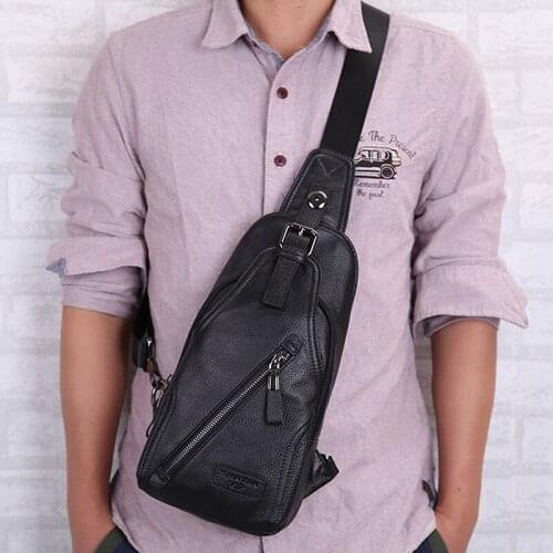 2021 New Fashion Genuine Leather Crossbody Bags For Men Messenger Short Trips Chest Packs Travel Single Shoulder Strap Packs