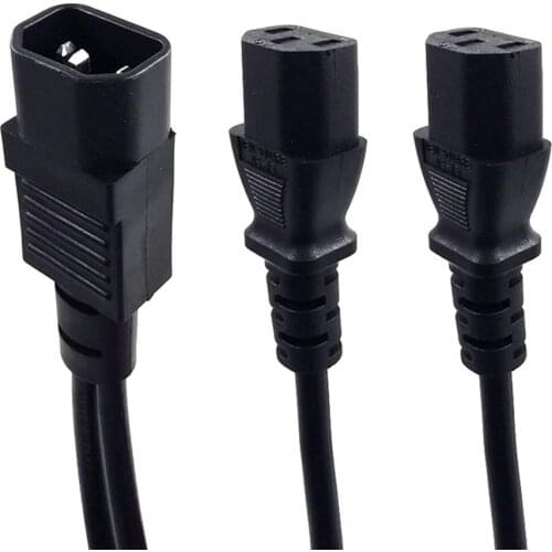 UPS Server Splitter C14 to 2 x C13 Power Adapter Cable Single C14 to Dual 5-15R C13 Short Power Y Type Adapter Cord 10A 250V