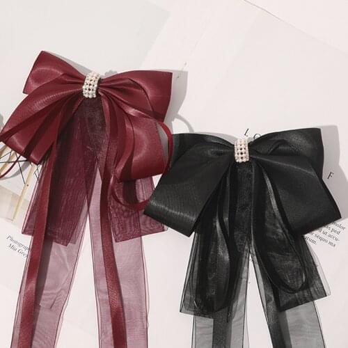 2021 New Women Large Bow Hairpin Chiffon Mesh Big Bowknot Satin Ribbon Hairband Clip Ladies Girls Spring Clip Hair Accessories