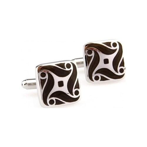 07144 Black Pattern Enamel Cufflink 15 Pairs Free Shipping