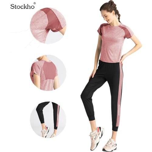 Womens Sets Summer Womens Sports Fitness Suit 2021 Fashion Yoga Suit Two-Piece Top Sports Training Suit Breathable Tight Suit