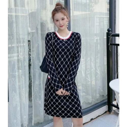 Women Knitted dress Autumn Winter Long Sleeve dress warm dress woman sweaters dress