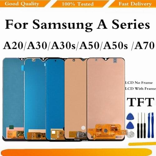 TFT LCD For Samsung A20 A205 A30 LCD Display Touch Screen Digitizer Assembly For Samsung A50 A50s A70 Screen Display A30s +Frame