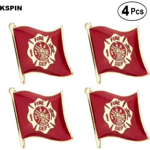 Fire Dept. Brooches Lapel Pin Flag badge Brooch Pins Badges 4pcs