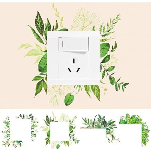 1Pc Green Leaves Waterproof PVC Switch Sticker Home Luminous Switch Protective Cover Wall Sticker Socket Decoration