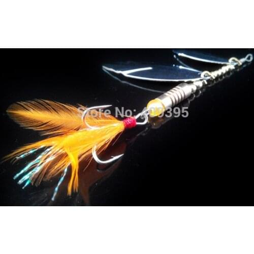 10pcs 6.5cm/8g fishing spinner Metal fishing spoon Fishing hook with feather Free shipping