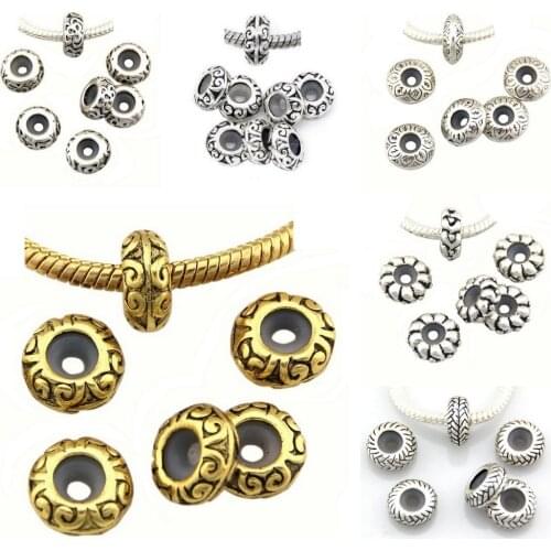 10Pcs/ Lot Vintage Silver Color Stopper Rubber Charm Beads For European Lobster Clasp Snake Chain Bracelet Jewelry DIY KK05