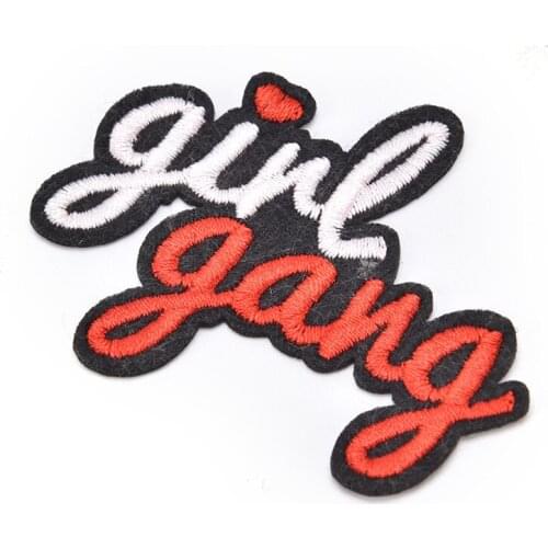 10PCS Souvenir Girl Gang Embroidered Patch Novelty "GIRL GANG" Letters Words Badges Embroidery Patches Girl Boy Women Lable Tag