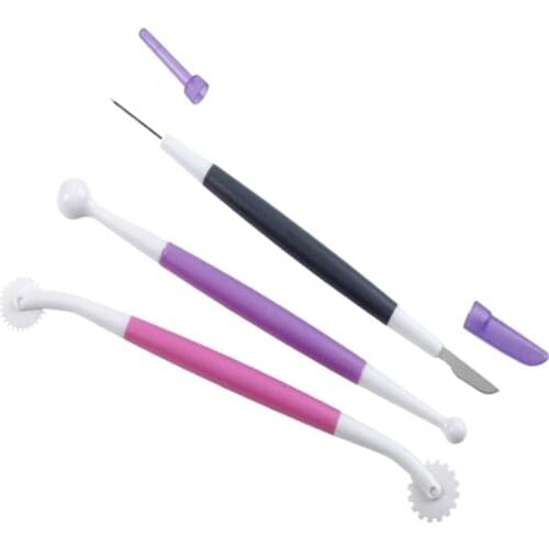 3pcs Cake Biscuit Cookie Engraved Pen Clay Fondant Cake Decorating Flower Modelling Sugar Craft Cake Decorating Tools