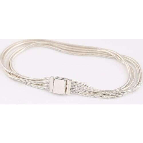 Authentic S925 Reflexions Multi Snake Chain Bracelet Bangle For Women fit Lady Charms Beads DIY Jewelry