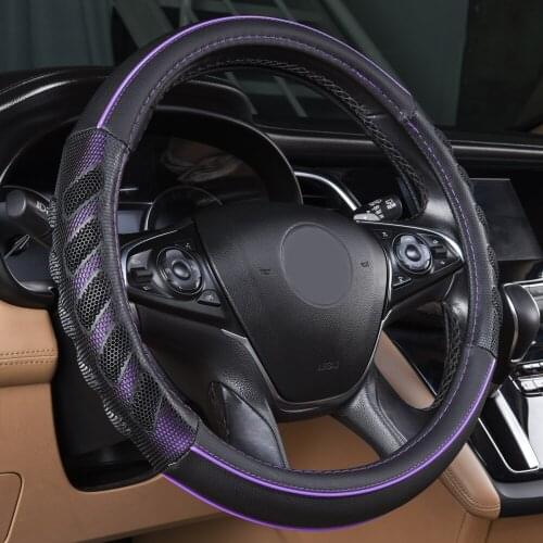 Car steering-wheel 37cm-38cm Leather Hand-stitched PU leather Dermay Car Steering Wheel Cover Fit For Most Cars Styling Volvo