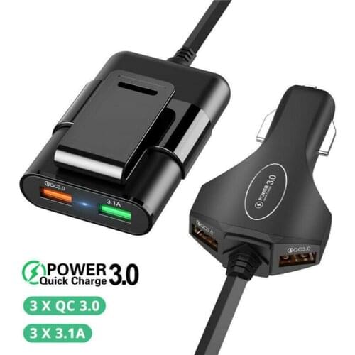 Car Charger Fast Charge Charge Tools Universal 4 USB 1.8A Power Ports QC3.0 Fast Car Charger Front Back Seat Adapter Cell Phone