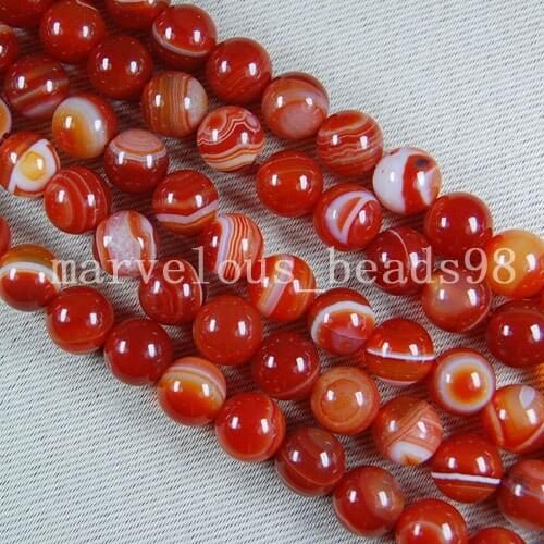 Free Shipping Women Fashion Jewelry 8mm Sardonyx Carnelian Ball Loose beads 15" E0170