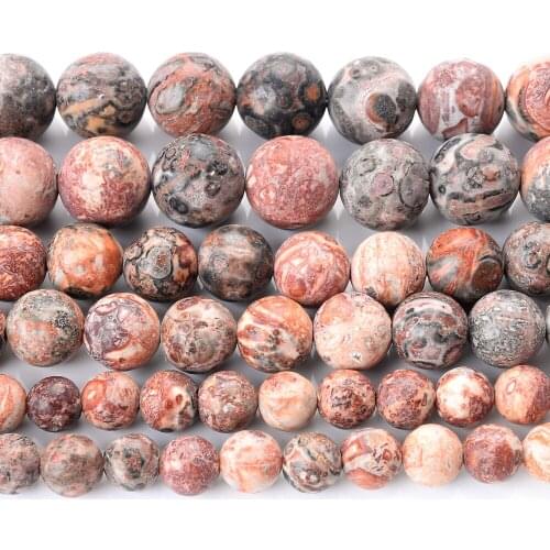 Natural Red Leopard Skin Stone Bead Round Loose Spacer Beads for Jewelry Making Diy Bracelet Charm Accessories 4/6/8/10/12mm