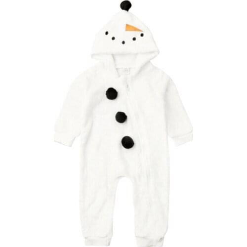Newborn Baby Girl Boy Snowman Romper Jumpsuit Autumn Winter Long Sleeve Hooded Baby Clothes Rompers