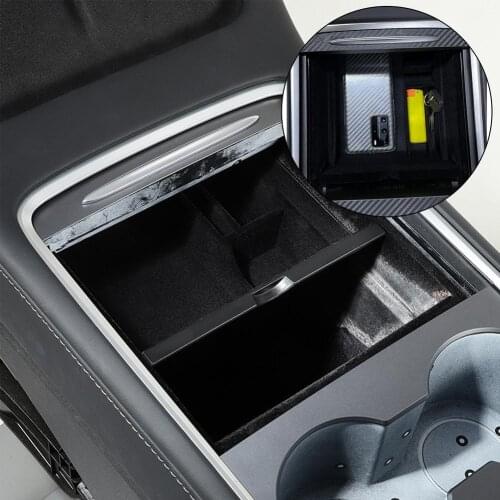 For Tesla Model3 Car Central Armrest Storage Box For Tesla Model 3 2021 Center Console Flocking Organizer Containers