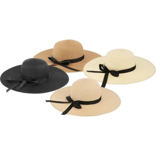 Womens Wide Brim Straw Sun Hat Overside Summer Floppy Beach Hat Roll Up Cap