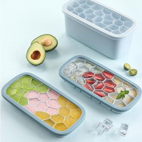 Ice Cube Mold Ice Tray Household Refrigerators Summer Honeycomb Ice Maker Double Silicone Ice Box Storage with Removable Lids