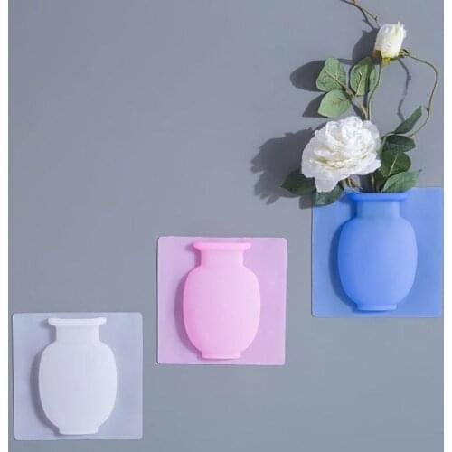 Creative Personality Magic Silicone Vase New Suction Cup Wall Hanging Soft Vase Bathroom Wall Vase Refrigerator Sticker Vase