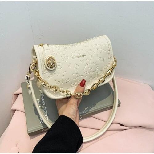 Fashion Embossed Small Square Bags Casual PU Leather Shoulder Bag for Women Chain Designer Luxury Handbag Female Travel Tote