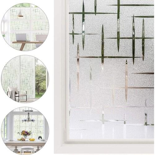 3D Cross Pattern Frosted Window Film No Glue Static Cling Privacy Anti-UV Glass Window Sticker Home New Decor Static Window Film