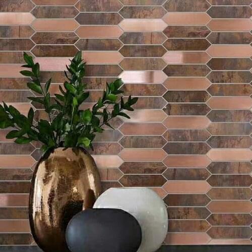 Classic style arrow shaped copper mosaic tile mix rose gold stainless steel for kitchen backsplash shower room DIY wall sticke