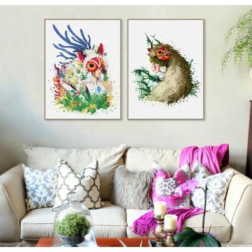 Miyazaki Hayao Anime Poster Princess Mononoke Canvas Painting Bedroom Decor for Kids Wall Art Pictures for Living Room Unframed