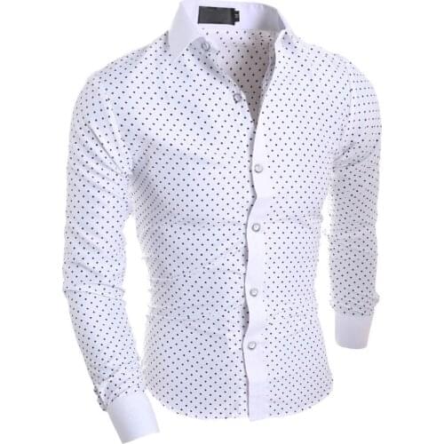 Mens casual classic print long sleeve shirt