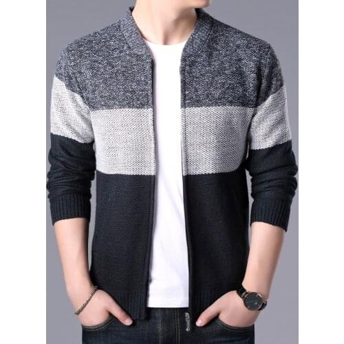 2020 Fashion Mens Sweaters Patchwork Knitted Cardigan Coats Men Knitwear Sweatercoats Tops Outerwear Male Casual Brand Clothing